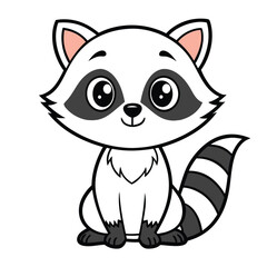 Obraz premium cute raccoon line art 