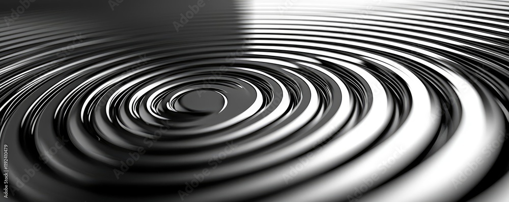 Poster Minimal symmetry idea. Close-up of mesmerizing ripples on a smooth surface in monochrome tones.