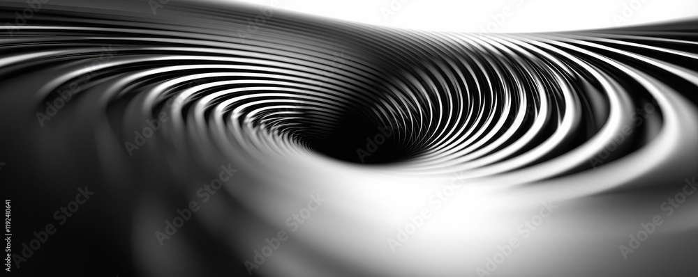 Poster Minimal symmetry idea. Abstract black and white design representing depth and movement in a fluid pattern.