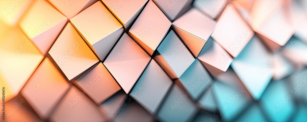 Aufkleber Minimal symmetry idea. Abstract geometric pattern of colorful cubes with depth and shadows for design projects.
