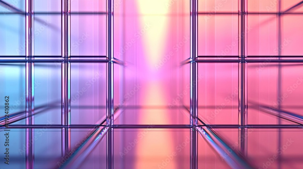 Poster minimal symmetry idea. vibrant abstract background with geometric shapes and colorful lighting effec