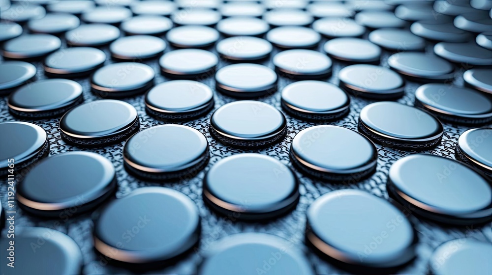 Aufkleber Minimal symmetry idea. Close-up of metallic buttons arranged in a visually striking pattern.