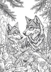 Naklejka premium Wolves Coloring Pages