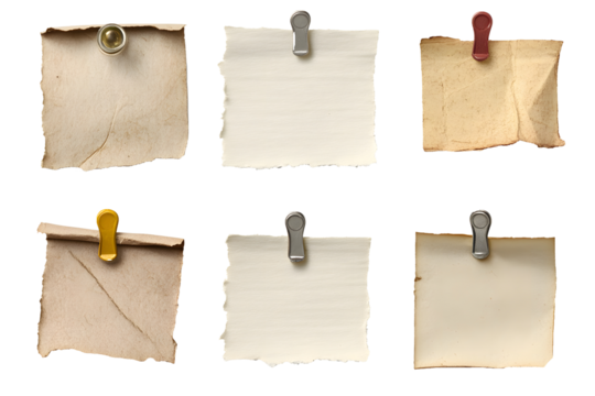 Note paper piece label vintage grunge tape label ripped tag message adhesive tape push pin thumbtack PNG background
