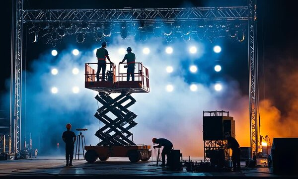 Stagehands at Work: Preparing for a Night of Entertainment