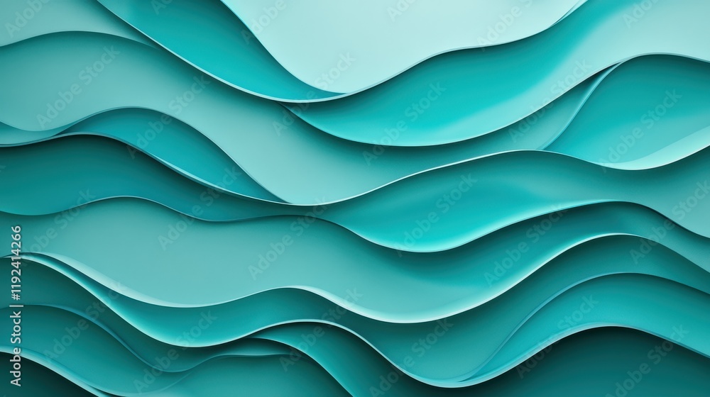 Poster abstract teal wavy pattern background with smooth 3d texture