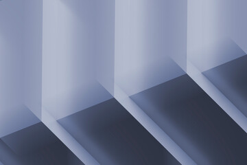 Light plays across geometric shapes with a soothing palette of soft blues