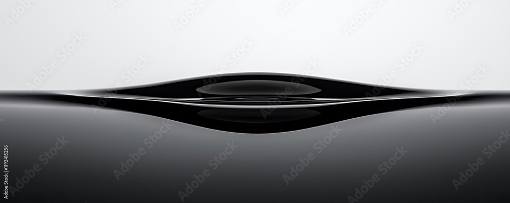 Poster Minimal symmetry idea. A minimalist representation of water with smooth curves and an abstract black surface.