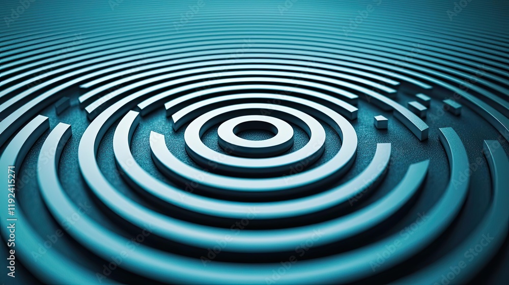 Aufkleber Minimal symmetry idea. Abstract design featuring concentric circles with gradual gradient in blue tones.