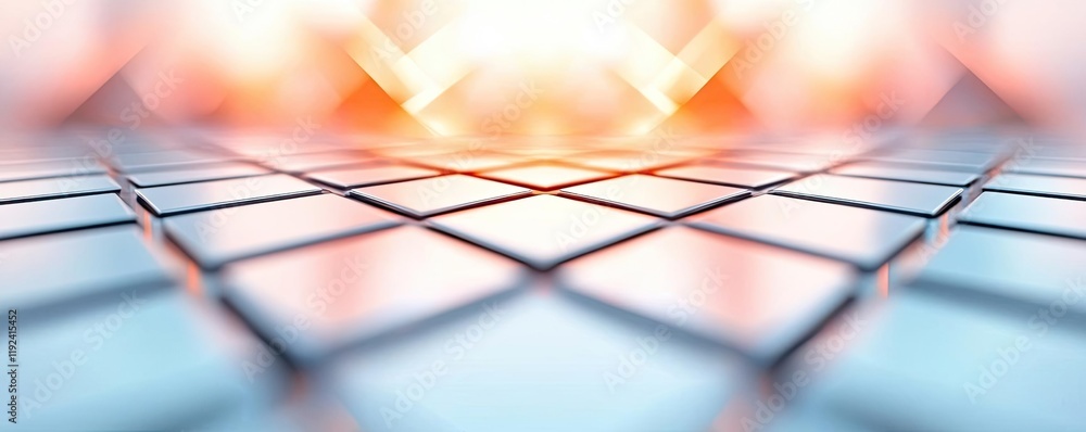 Poster Minimal symmetry idea. Abstract high-tech background with glowing patterns and reflections.