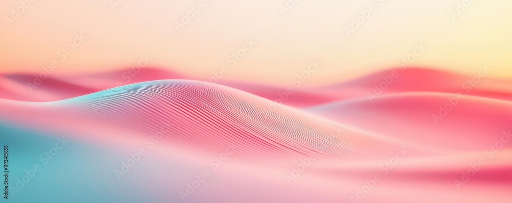 Poster minimal symmetry idea. soft, flowing waves of pastel colors create a serene and tranquil atmosphere.