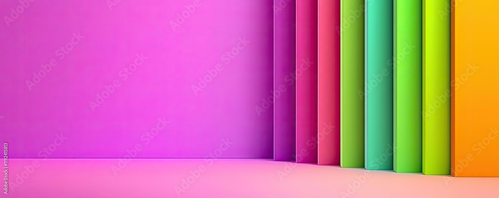 Poster vivid gradient concept. vibrant, colorful paper sheets arranged in a modern design on a smooth surfa