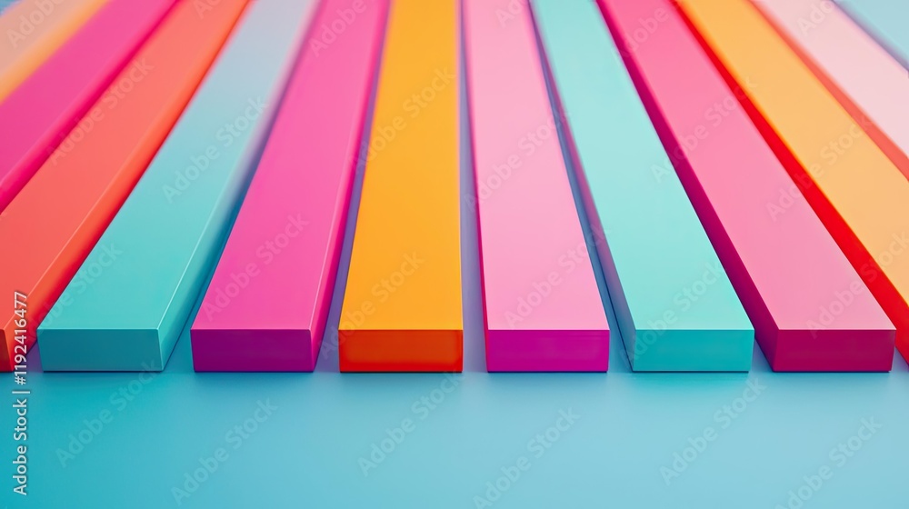 Aufkleber Vivid gradient concept. Vibrant colored strips arranged in parallel lines on a surface, creating a modern design effect.