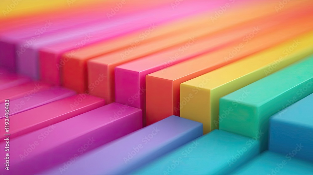 Poster vivid gradient concept. colorful arrangement of vibrant sticks showcasing a spectrum of bright hues 