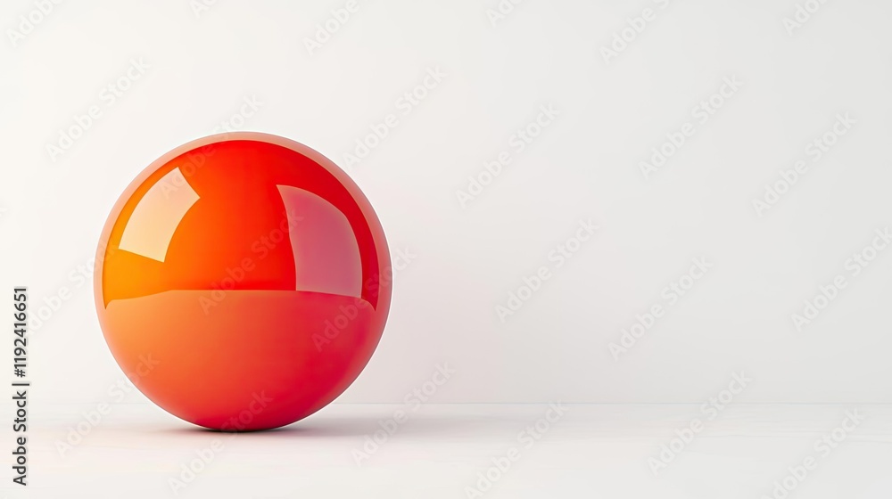 Poster Vivid gradient concept. A glossy red sphere with a gradient effect against a minimalistic white background.