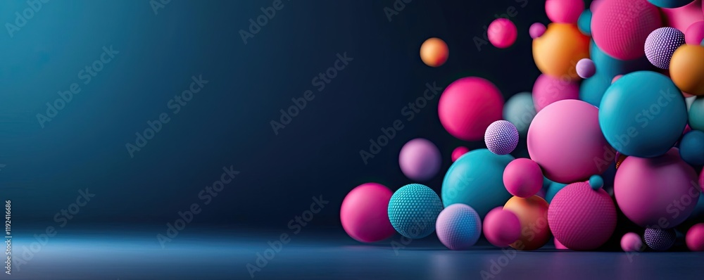 Poster Vivid gradient concept. Vibrant spheres in various colors create a stunning abstract visual.