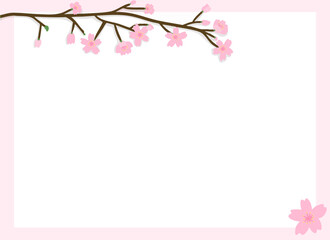 입춘 벚꽃 가지 일러스트 가로 배경(Spring Cherry Blossom Branch Illustration Street Background)