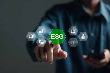 ESG environmental, social and governance, social business strategy, environment, business investment strategy, World sustainable environment concept.