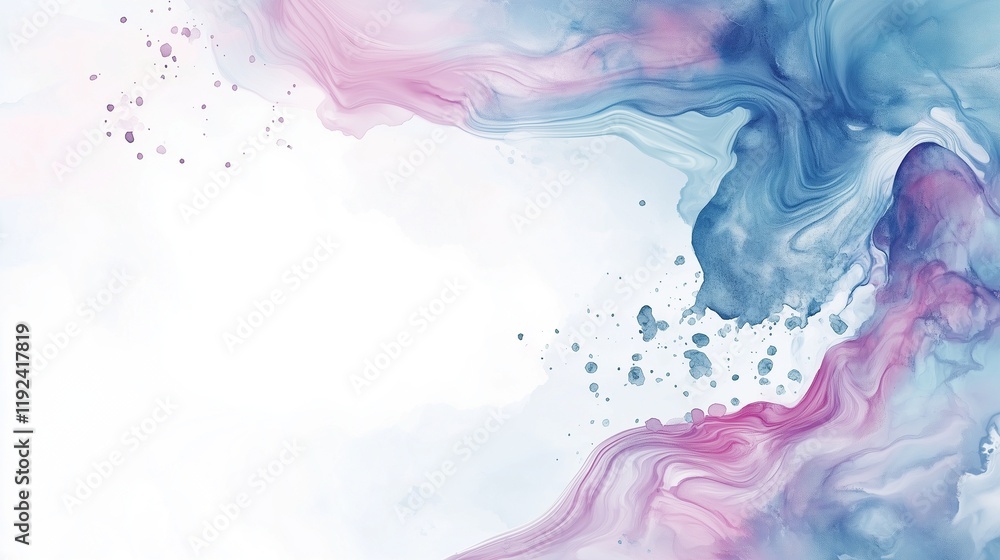 Poster colorful watercolor splashes with delicate water drops create an abstract artistic pattern