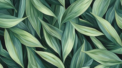 Serene Green Leaves: A Botanical Illustration