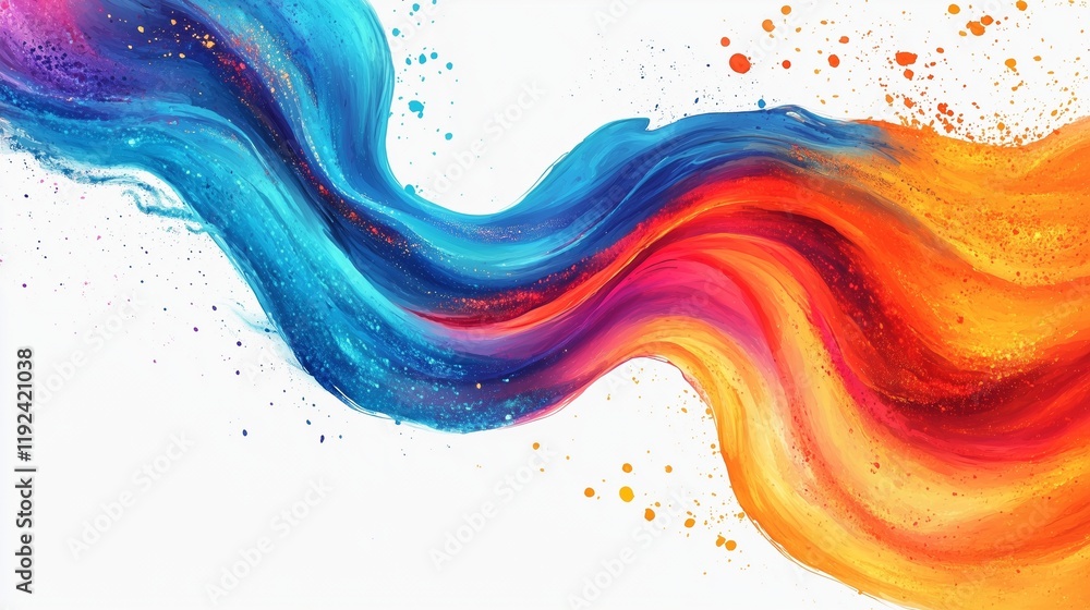 Poster artistic waves of rainbow color flow in a dynamic abstract design