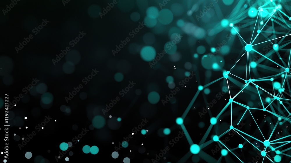 Poster a dark background with glowing blue lines forming a digital matrix, symbolizing the vastness of cybe