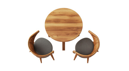 PNG, Home furniture, table with chairs, isolated on white background, created by Generative AI technology.