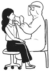 Png swab test COVID 19 doodle, diagnostic testing illustration