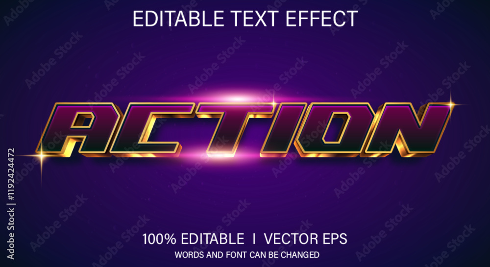 Poster action 3d vector text effect with modern style design