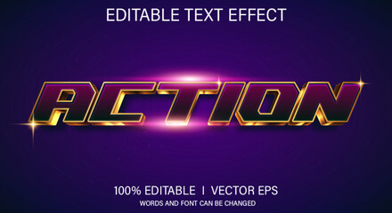 action 3d vector text effect with modern style design