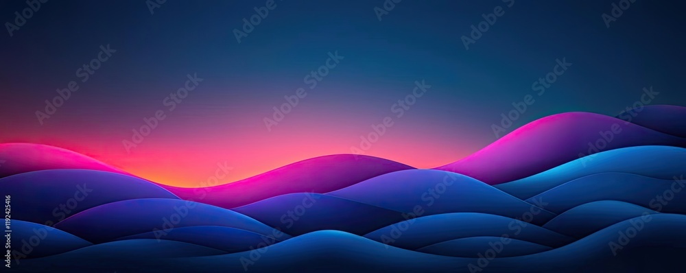 Fototapete Cloudy abstract background concept. Abstract waves with vibrant colors creating a mesmerizing visual effect at dusk.