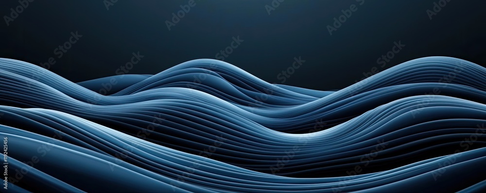 Poster Cloudy abstract background concept. Abstract wavy lines in shades of blue creating a calming, modern background design.
