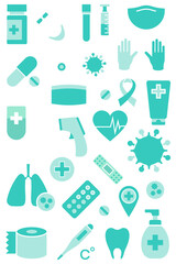 Coronavirus medical equipment element set transparent png