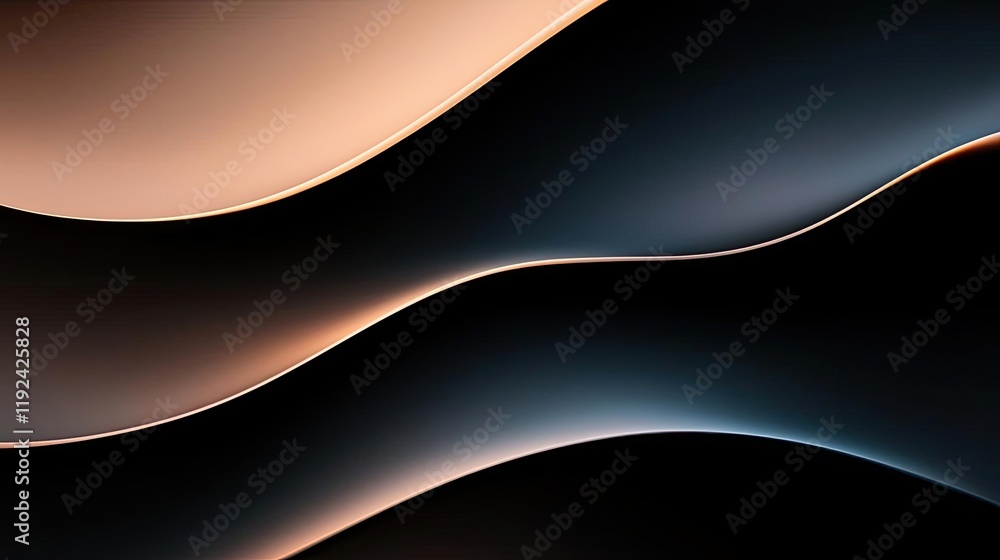 Poster Cloudy abstract background concept. Elegant abstract waves in gradients of brown and black, creating a sleek visual atmosphere.