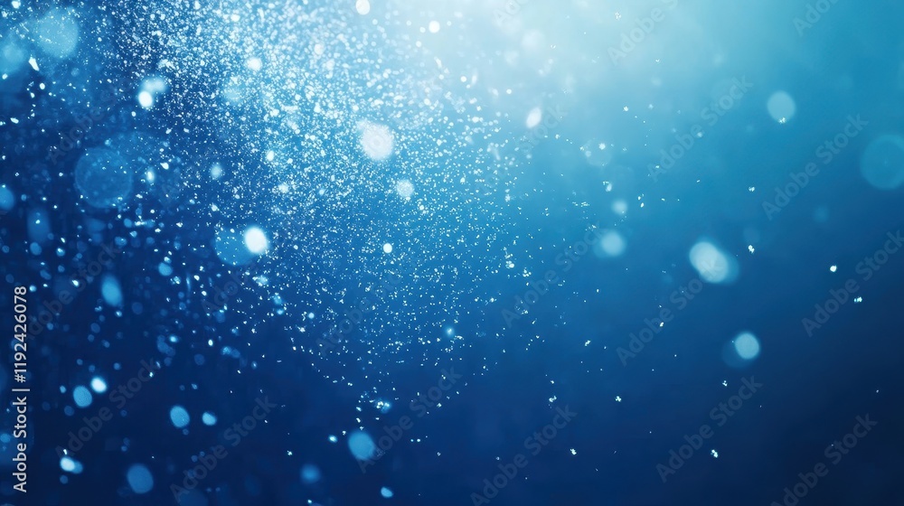Aufkleber abstract blue bokeh background with sparkling particles, defocused light effect.