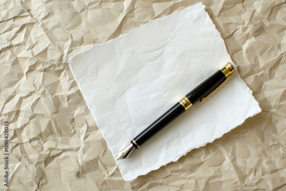 Poster stylish writing instrument is ready for creating message on textured surface, conveying concepts of 