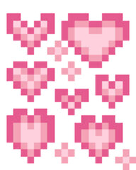 Simple pixel hearts clipart collection. Perfect for sticker, label, card. Valentines day vector illustration.