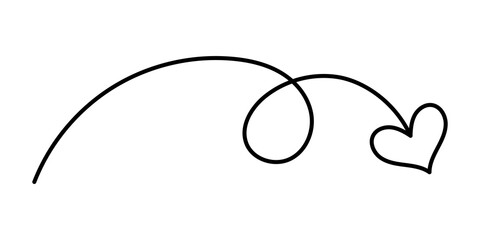 PNG Curved arrow with heart on transparent background