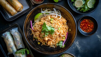 Delicious Thai Chicken Pad Thai Noodles Dish