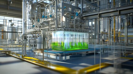 Fototapeta premium Carbon capture storage processes visualized showing chemical methods for reducing greenhouse gas emissions in industrial settings