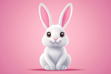 Fototapeta premium Delightful Easter bunny on pink pastel background 