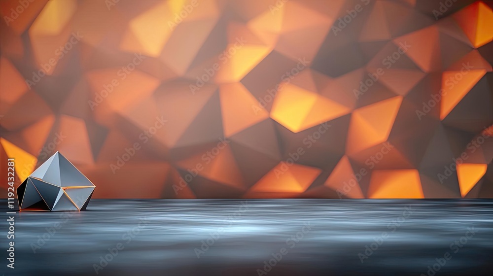 Leinwandbilder blurred abstract background idea. abstract geometric design with shapes and orange background for cr