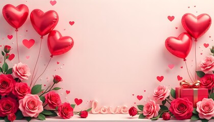romantic valentine's day background with hearts, pink and red tones, perfect for love themed designs, cards, and celebrations, ideal for romantic and festive projects