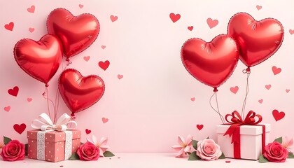 romantic valentine's day background with hearts, pink and red tones, perfect for love themed designs, cards, and celebrations, ideal for romantic and festive projects