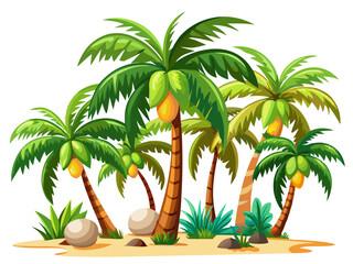 Obraz premium a cartoon illustration of a tropical island with palm trees