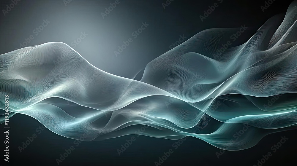 Poster Cloudy abstract background concept. Abstract wavy textures create a serene and ethereal background for design projects.