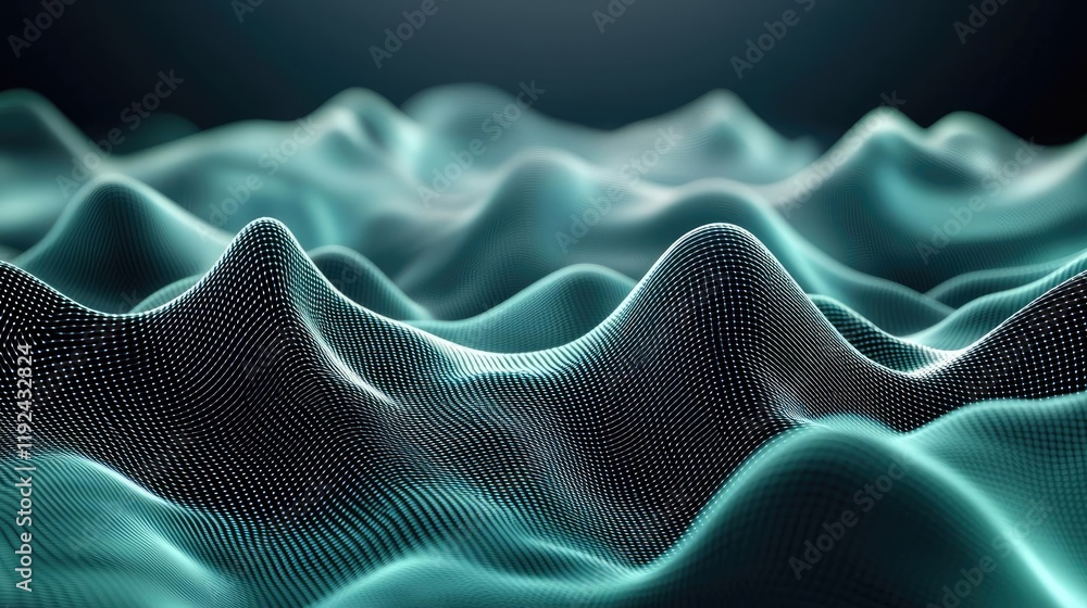 Aufkleber Cloudy abstract background concept. Abstract waves of light and shadow creating a mesmerizing digital landscape.