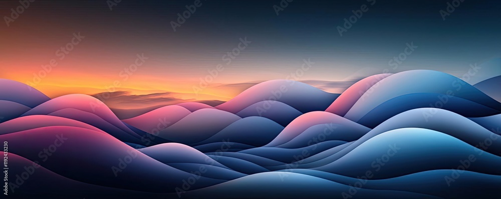 Poster cloudy abstract background concept. stunning abstract landscape with gentle hills, blending colors a