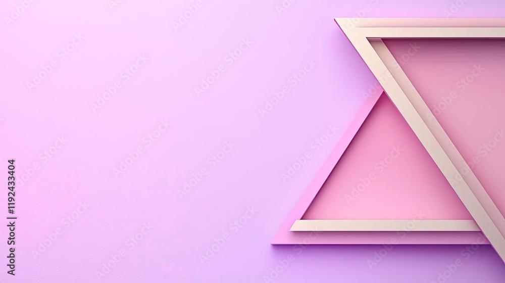 Poster Triangle abstract background concept. Abstract geometric shapes with soft pink hues create a calming visual effect.