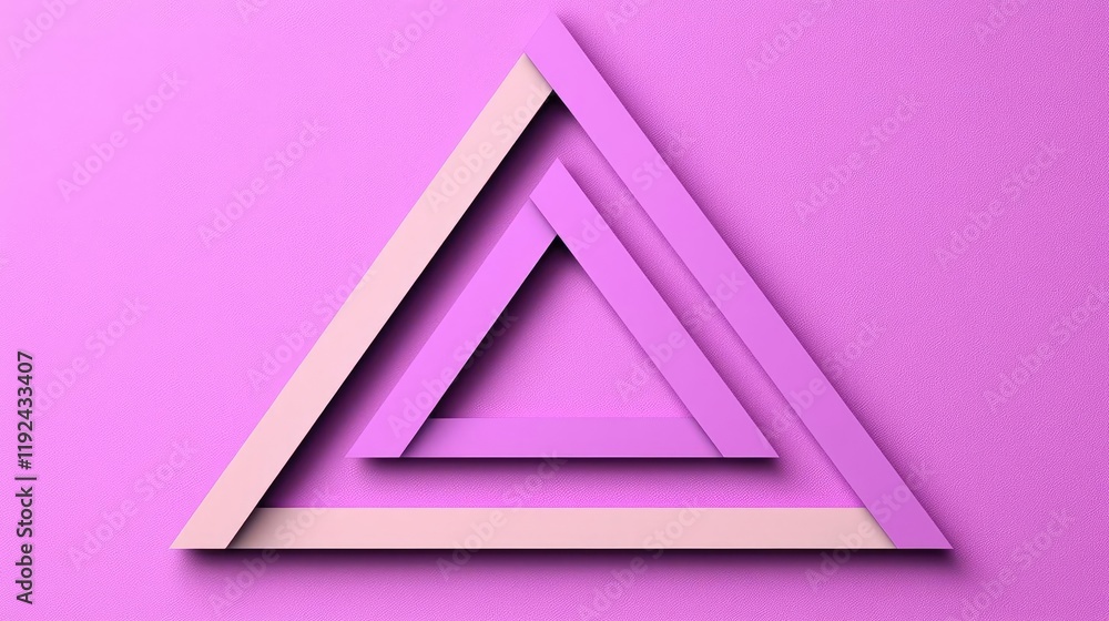 Aufkleber Triangle abstract background concept. Abstract composition of layered triangles in soft colors against a pink backdrop.
